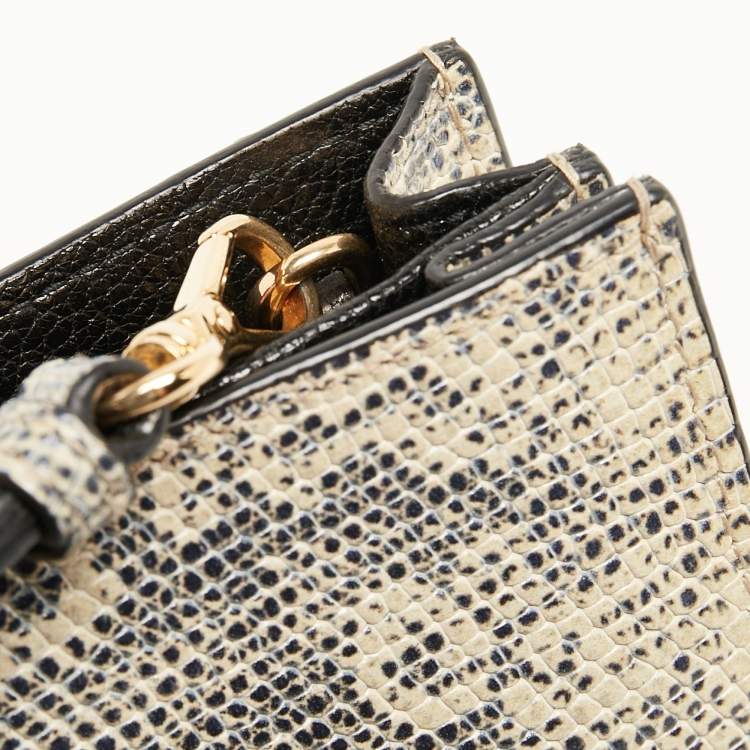 Pre Owned Miu Miu Beige/Black Lizard Embossed Leather Crossbody Bag