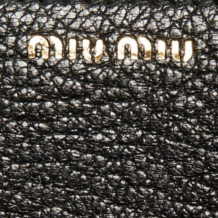 Pre Owned Miu Miu Beige/Black Lizard Embossed Leather Crossbody Bag