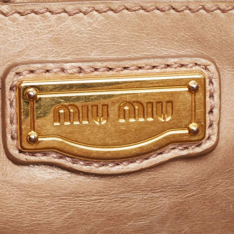 Pre Owned Miu Miu Beige Vitello Shine Leather Tote