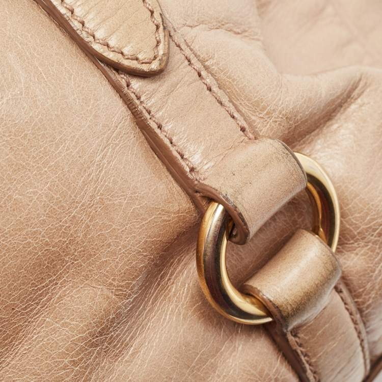 Pre Owned Miu Miu Beige Vitello Shine Leather Tote