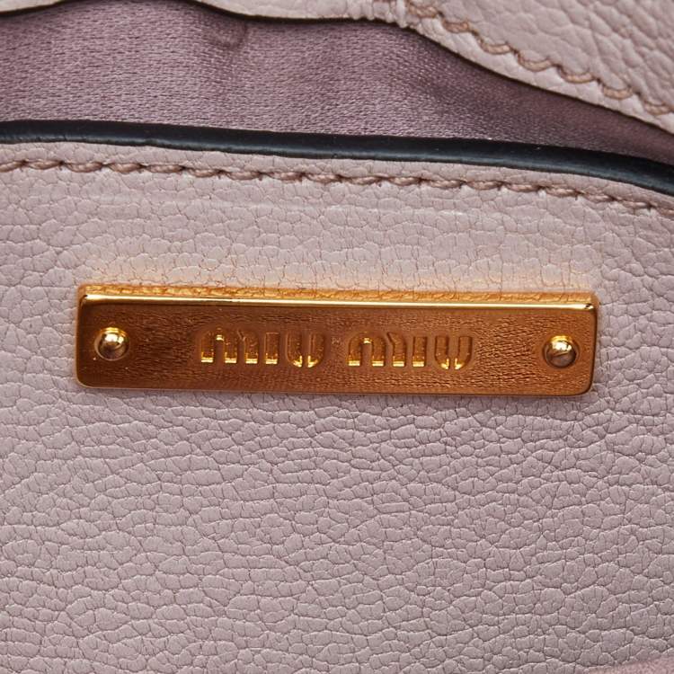 مملوكة مسبقًا Miu Miu Pink Madras Leather Flap Crossbody Bag