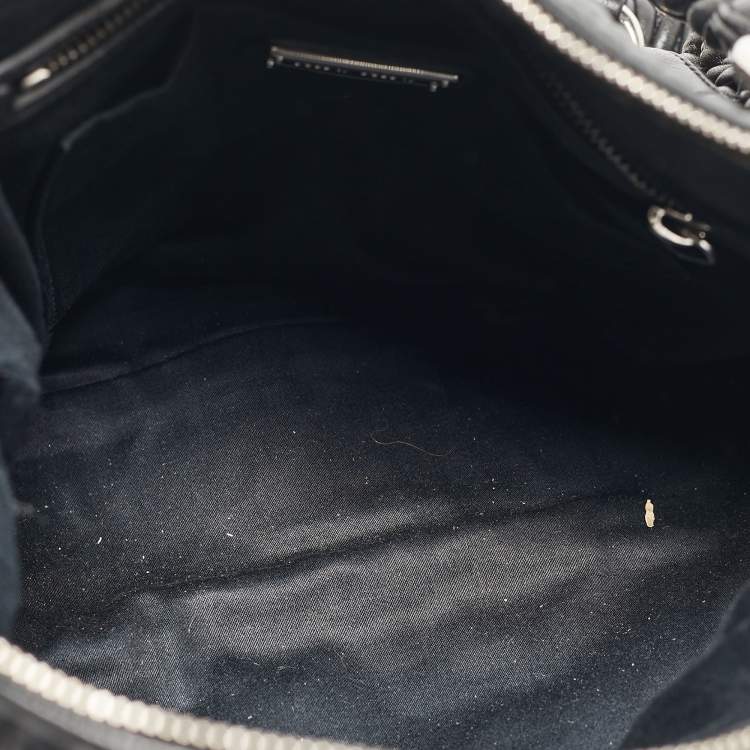 Pre Owned Miu Miu Black Matelasse Leather Shopper Tote
