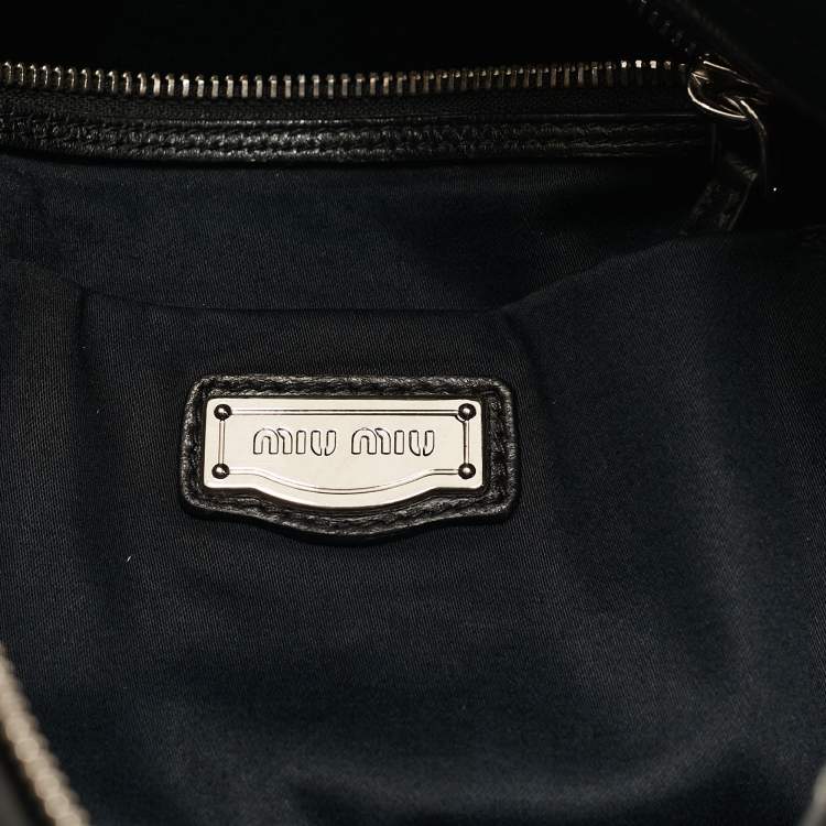 Pre Owned Miu Miu Black Matelasse Leather Shopper Tote