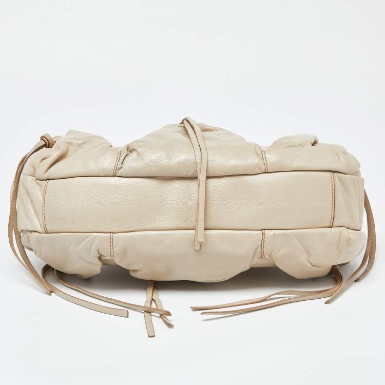 Pre Owned Miu Miu Beige Leather Frame Satchel 