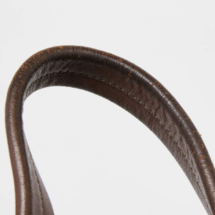 Pre Owned Miu Miu Brown Matelasse Leather Zip Satchel