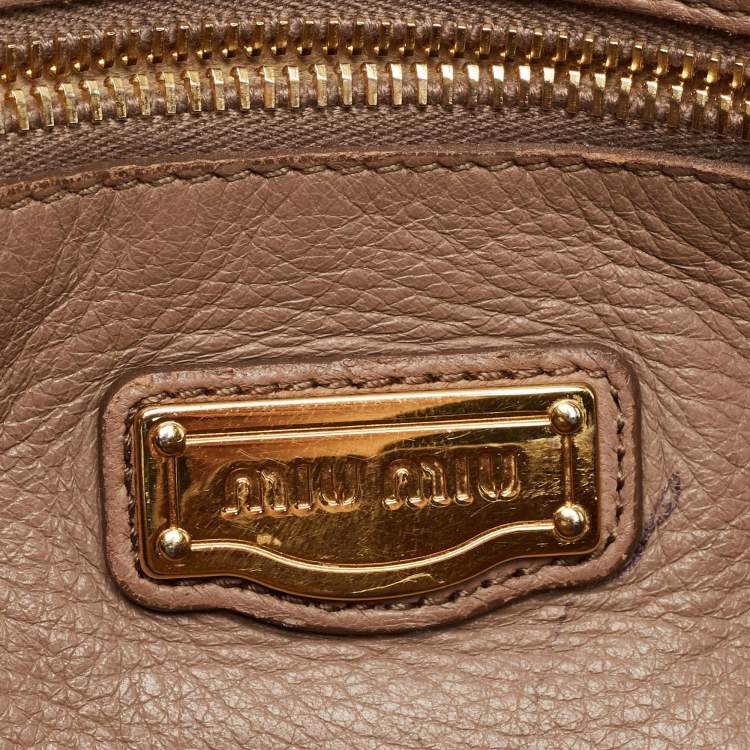 Pre Owned Miu Miu Beige Leather Paloma Top Handle Bag