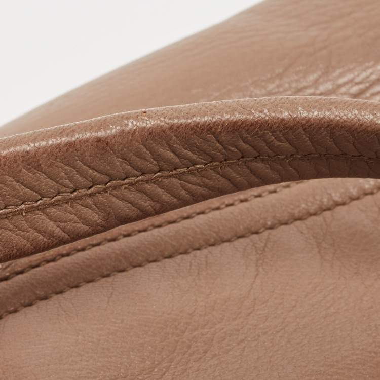 Pre Owned Miu Miu Beige Leather Paloma Top Handle Bag