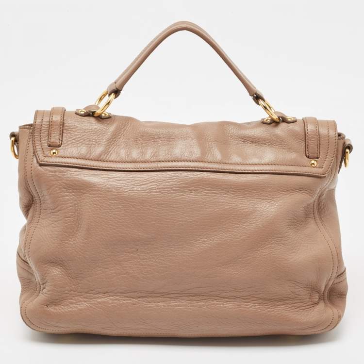 Pre Owned Miu Miu Beige Leather Paloma Top Handle Bag
