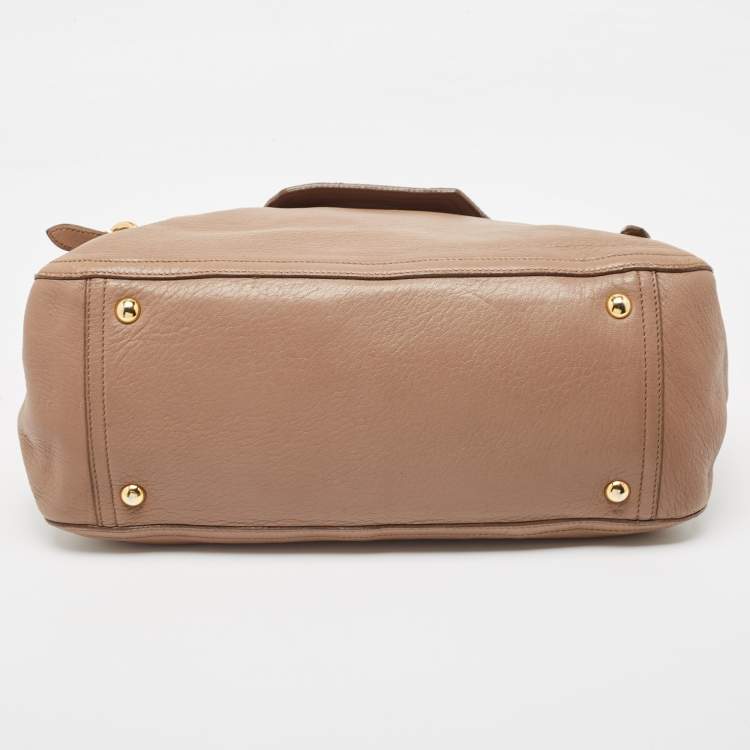 Pre Owned Miu Miu Beige Leather Paloma Top Handle Bag