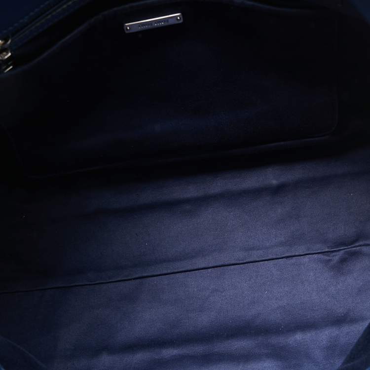 Pre Owned Miu Miu Two Tone Blue/Grey Leather Gathered Shopper Tote