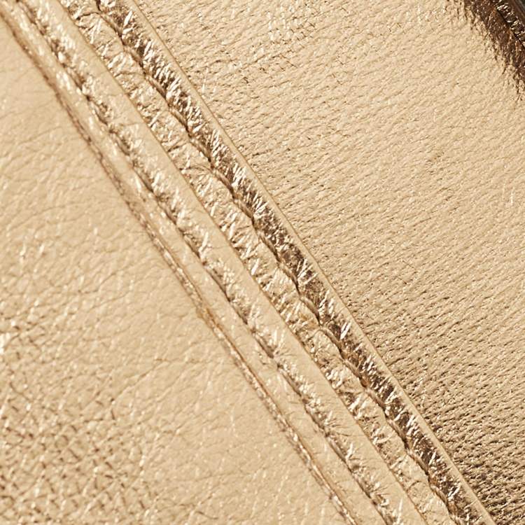 Pre Owned Miu Miu Silver/Gold Snakeskin Embossed Leather Frame Clutch 