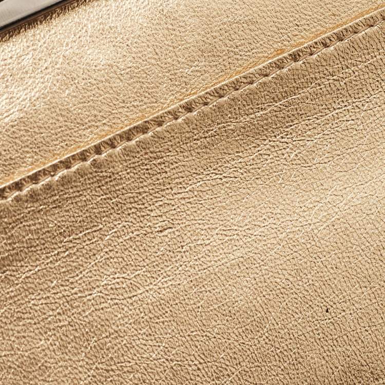 Pre Owned Miu Miu Silver/Gold Snakeskin Embossed Leather Frame Clutch 