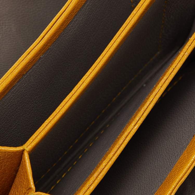 Pre Owned Miu Miu Mustard/Grey Leather Card Case