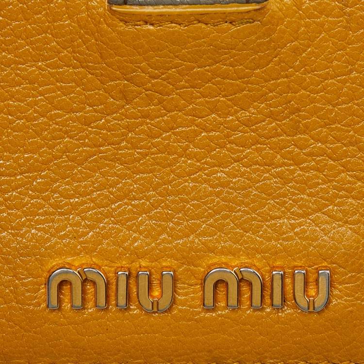 Pre Owned Miu Miu Mustard/Grey Leather Card Case