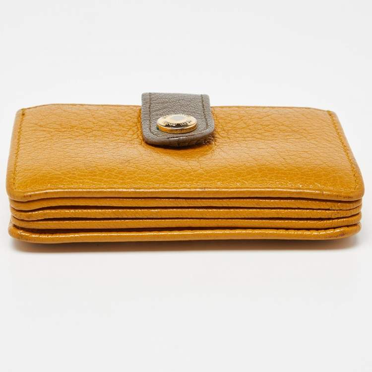 Pre Owned Miu Miu Mustard/Grey Leather Card Case