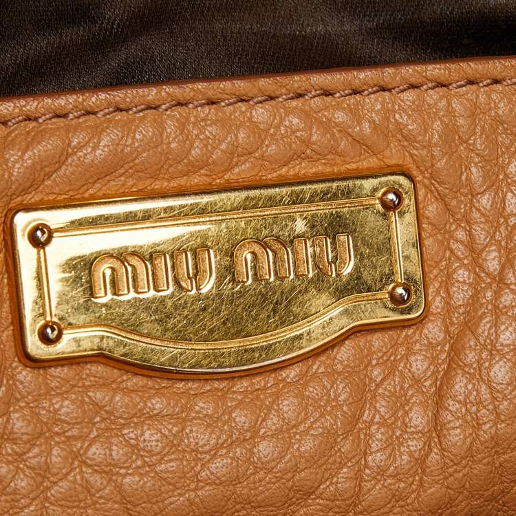 Pre Owned Miu Miu Beige Leather Shopper Tote 