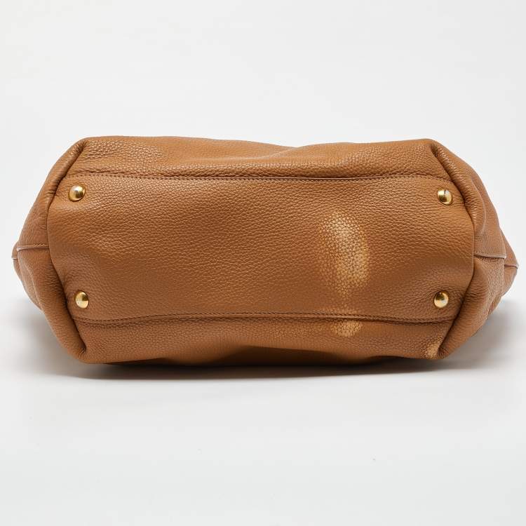 Pre Owned Miu Miu Beige Leather Shopper Tote 