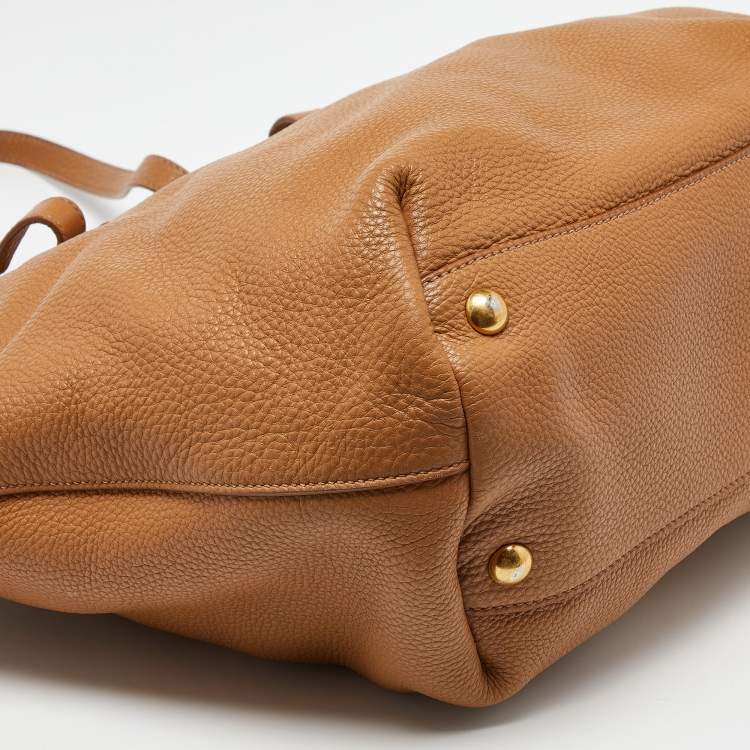Pre Owned Miu Miu Beige Leather Shopper Tote 