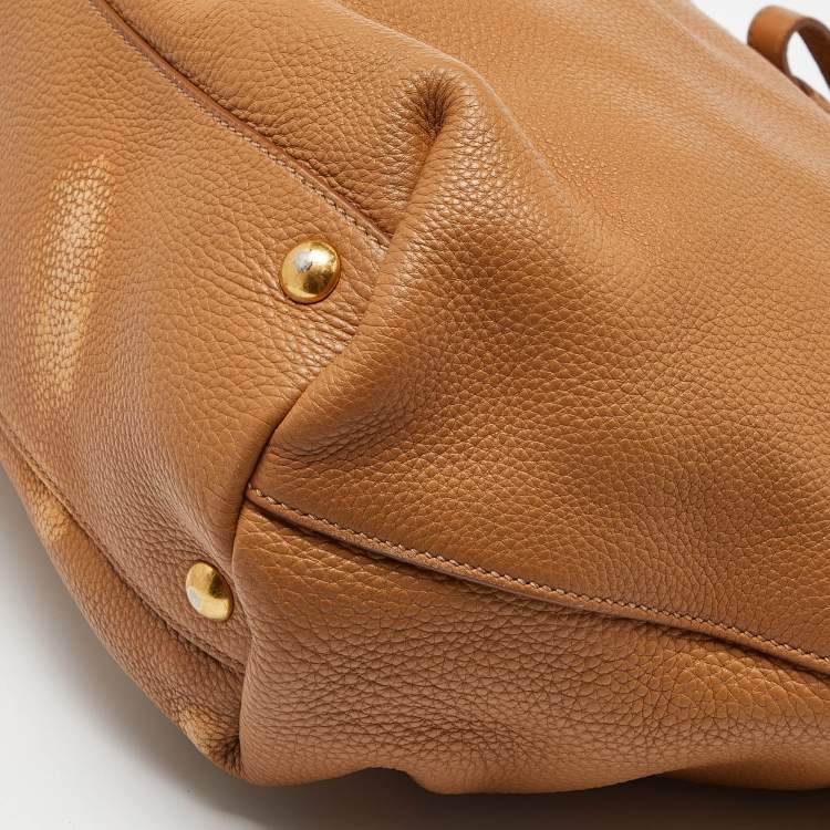 Pre Owned Miu Miu Beige Leather Shopper Tote 
