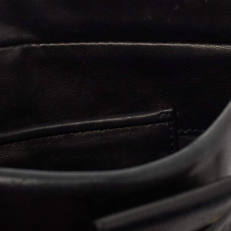 Pre Owned Miu Miu Black Leather Studded Frame Crossbody Bag
