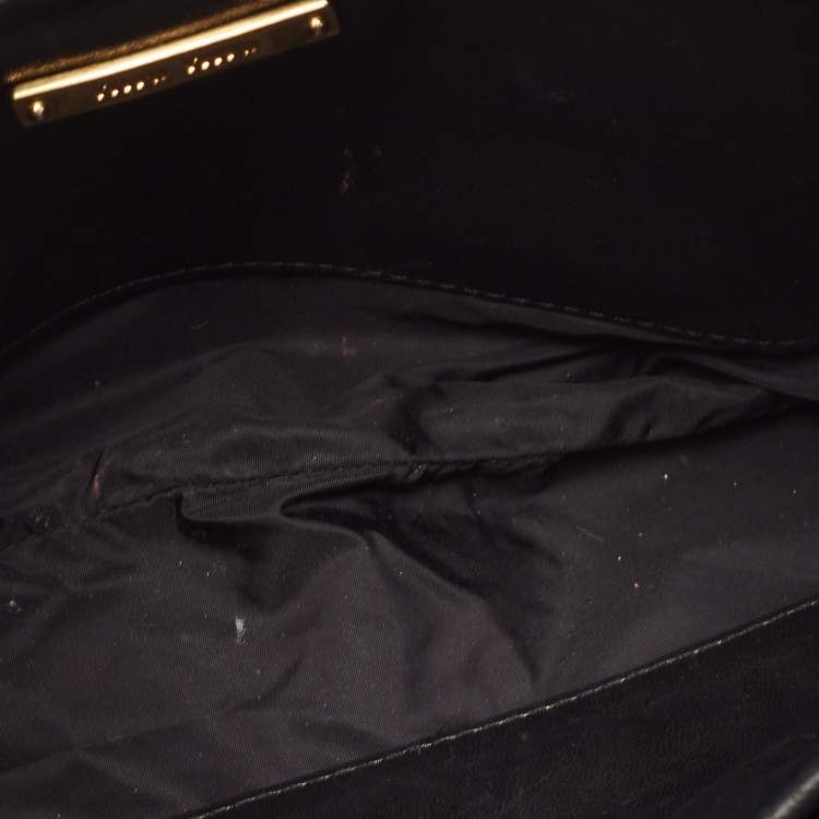 Pre Owned Miu Miu Black Leather Studded Frame Crossbody Bag