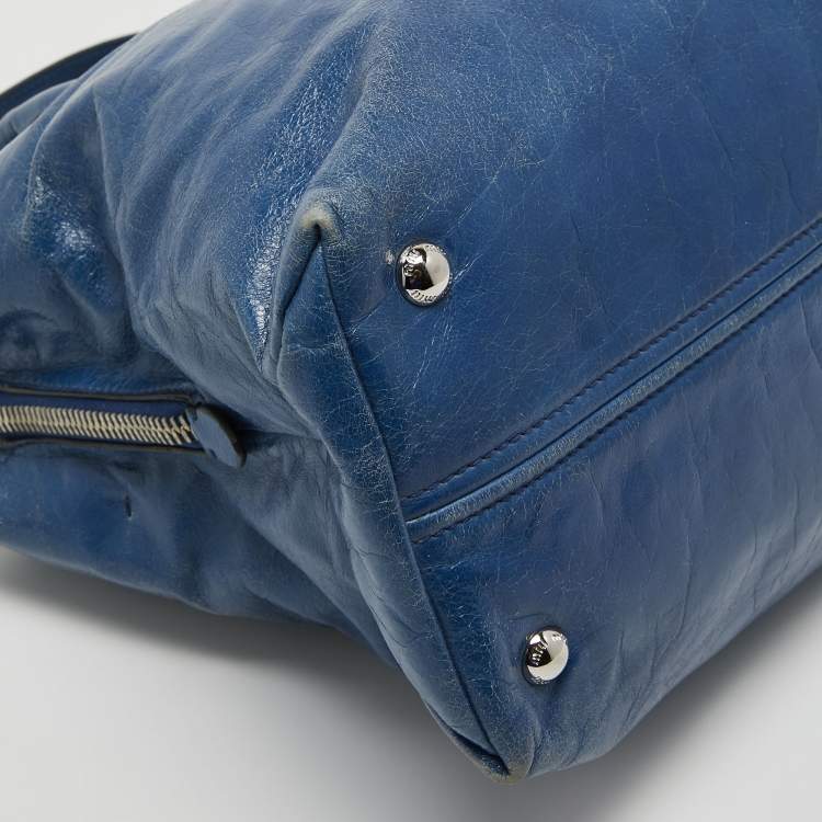 Pre Owned Miu Miu Blue Leather Vitello Tote 