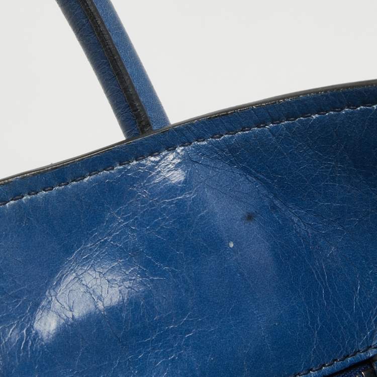 Pre Owned Miu Miu Blue Leather Vitello Tote 