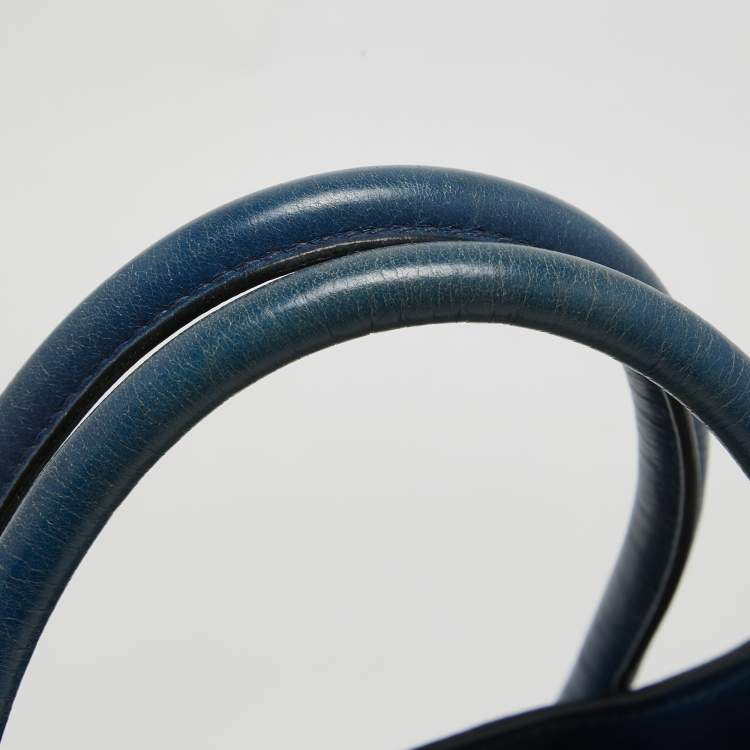 Pre Owned Miu Miu Blue Leather Vitello Tote 