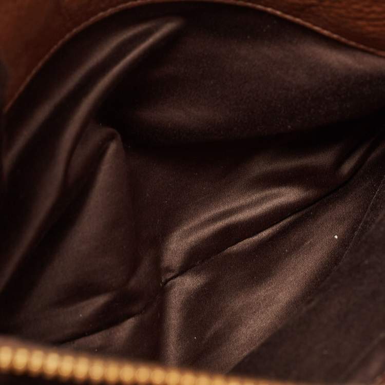 Pre Owned Miu Miu Brown Pebbled Leather Double Zip Convertible Tote