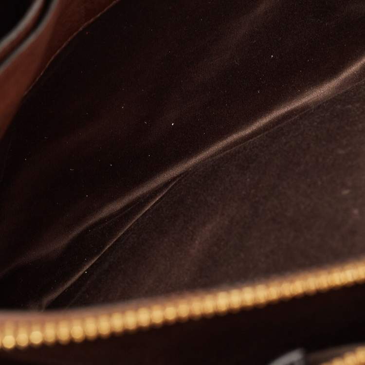Pre Owned Miu Miu Brown Pebbled Leather Double Zip Convertible Tote