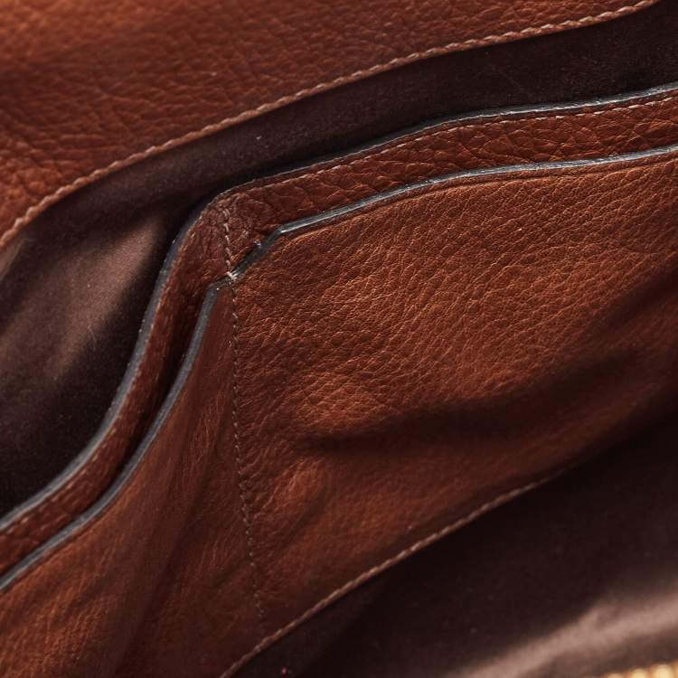 Pre Owned Miu Miu Brown Pebbled Leather Double Zip Convertible Tote