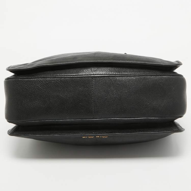 Pre Owned Miu Miu Black Madras Leather Pushlock Tote