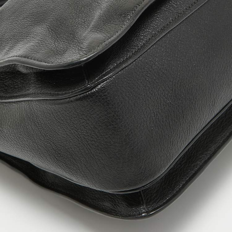 Pre Owned Miu Miu Black Madras Leather Pushlock Tote
