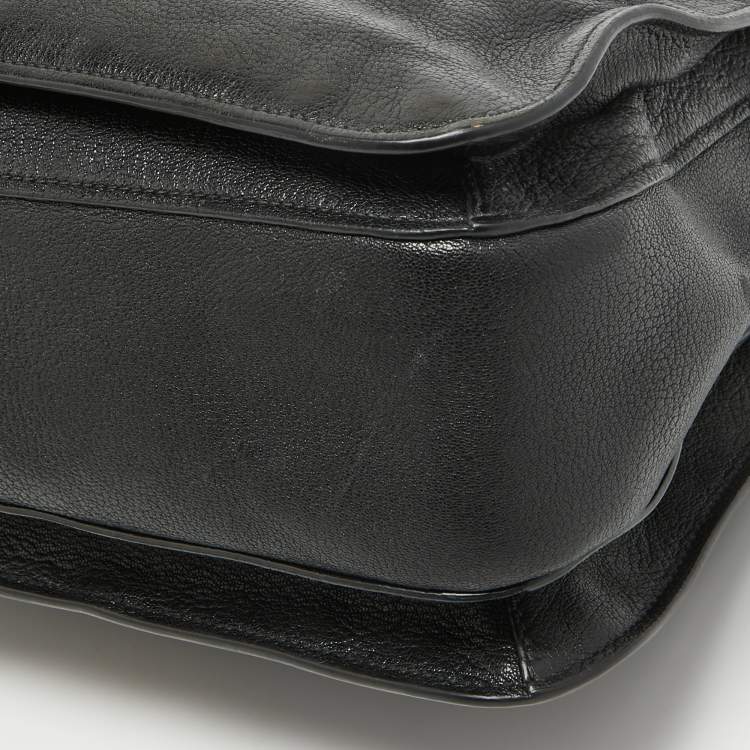 Pre Owned Miu Miu Black Madras Leather Pushlock Tote
