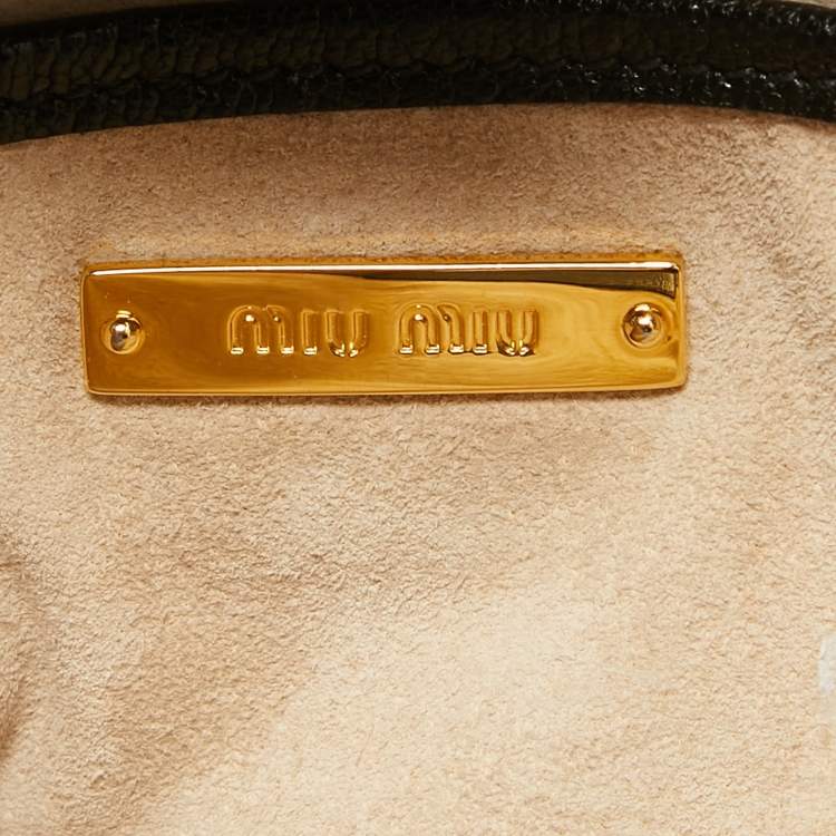 Pre Owned Miu Miu Black Madras Leather Pushlock Tote