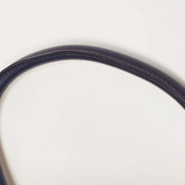 Pre Owned Miu Miu Navy Blue Matalasse Leather Tote