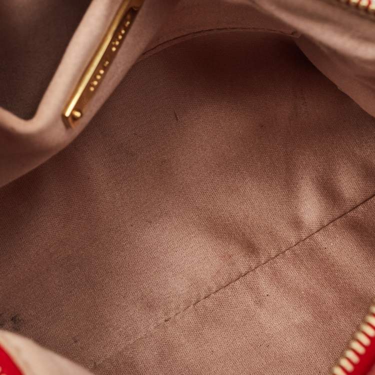 Pre Owned Miu Miu Red Vitello Lux Leather Bow Pochette Bag