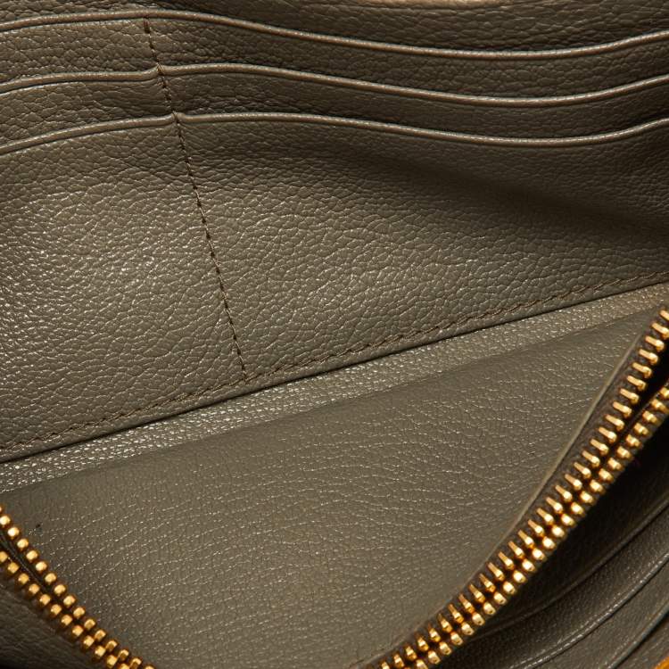 Pre Owned Miu Miu Grey/Yellow Madras Leather Flap Continental Wallet