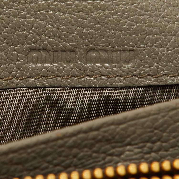 Pre Owned Miu Miu Grey/Yellow Madras Leather Flap Continental Wallet