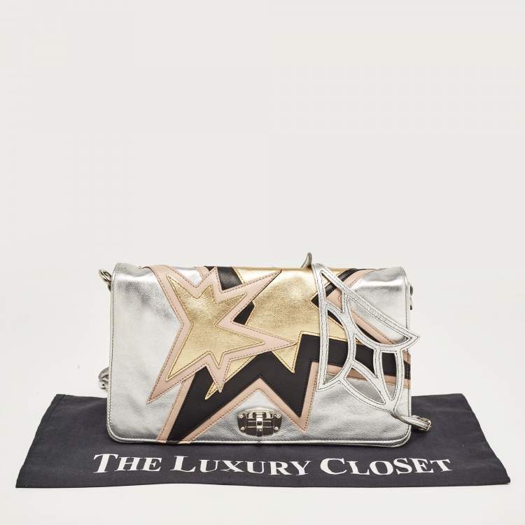 Pre Owned Miu Miu Tricolor Leather Star Motif Diagonal Shoulder Bag