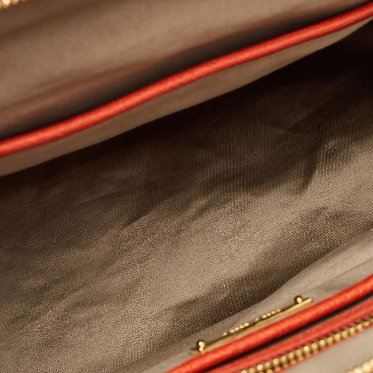 Pre Owned Miu Miu Orange Madras Leather Baulleto Bag