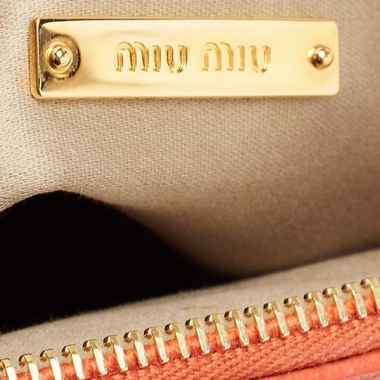 Pre Owned Miu Miu Orange Madras Leather Baulleto Bag