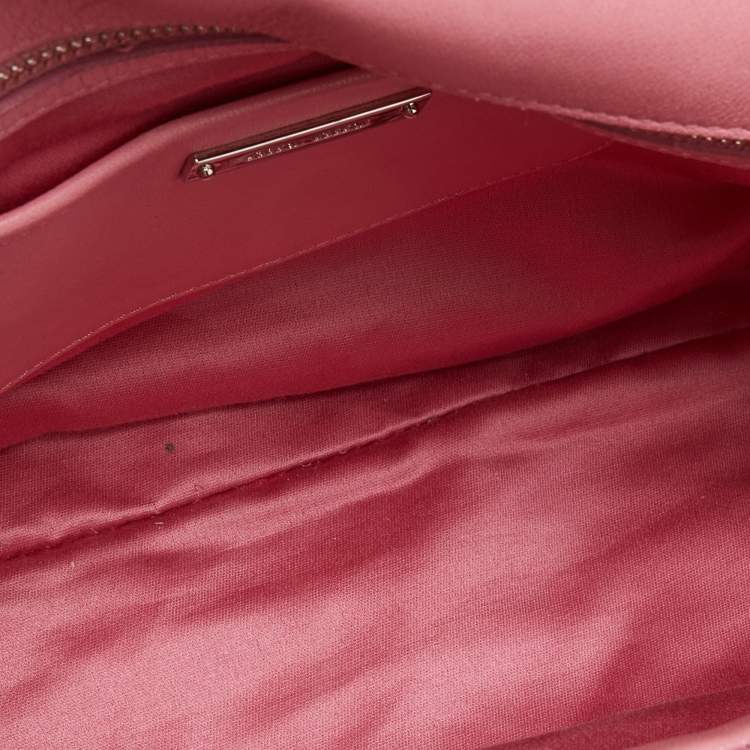 Pre Owned Miu Miu Pink Matelassé Leather Crystal Shoulder Bag