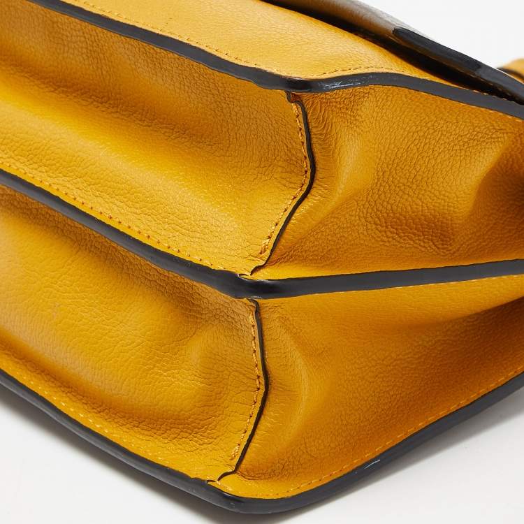 Pre Owned Miu Miu Mustard/Grey Madras Leather Bandoliera Crossbody Bag