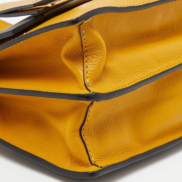 Pre Owned Miu Miu Mustard/Grey Madras Leather Bandoliera Crossbody Bag