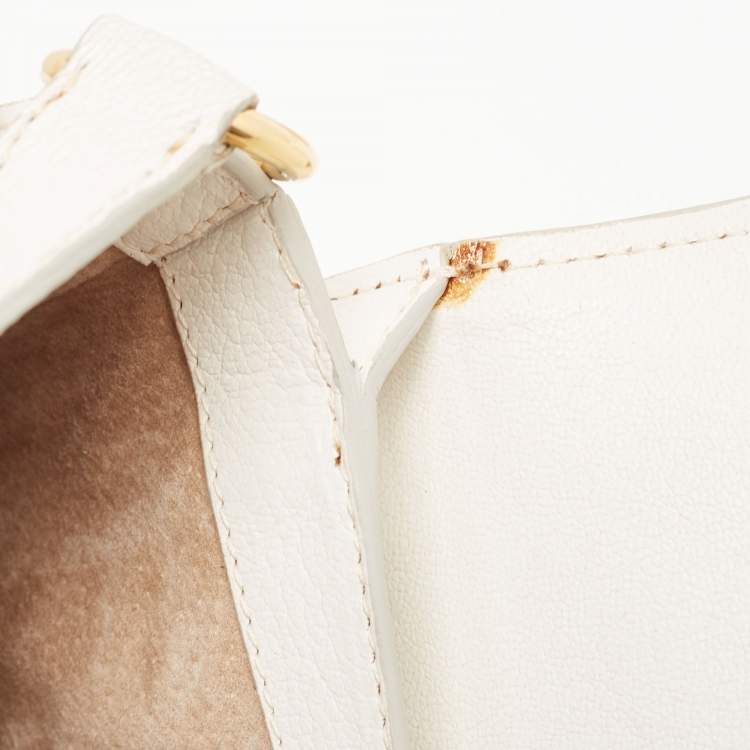 Pre Owned Miu Miu White Madras Leather Pushlock Flap Crossbody Bag