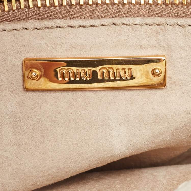 Pre Owned Miu Miu White Madras Leather Pushlock Flap Crossbody Bag