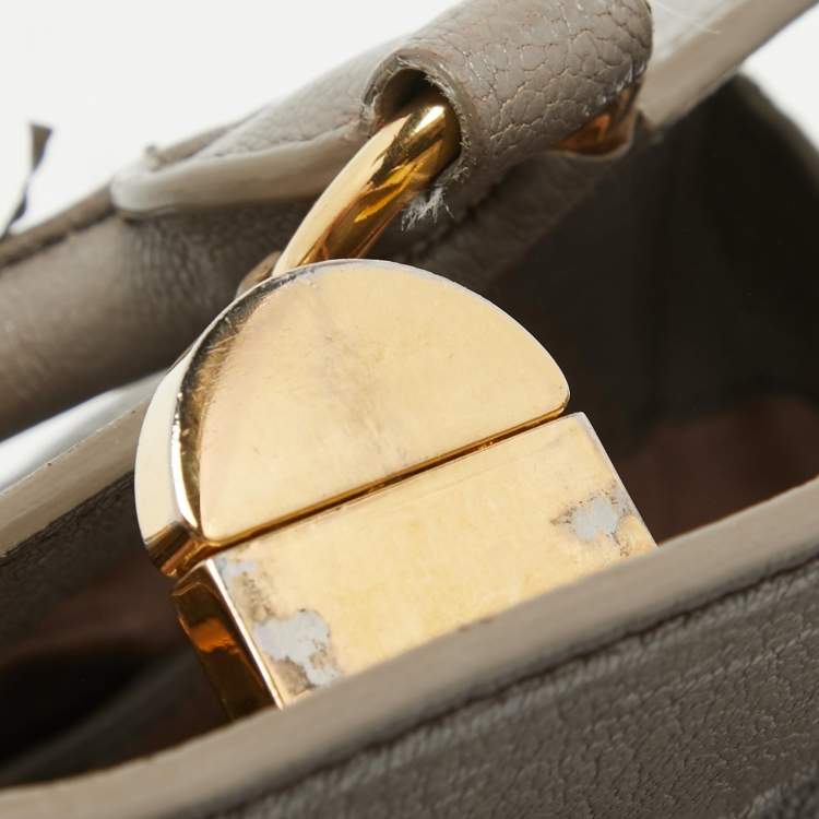 Pre Owned Miu Miu Grey Leather Turnlock Frame Satchel