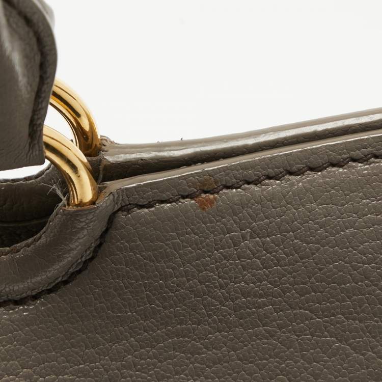 Pre Owned Miu Miu Grey Leather Turnlock Frame Satchel