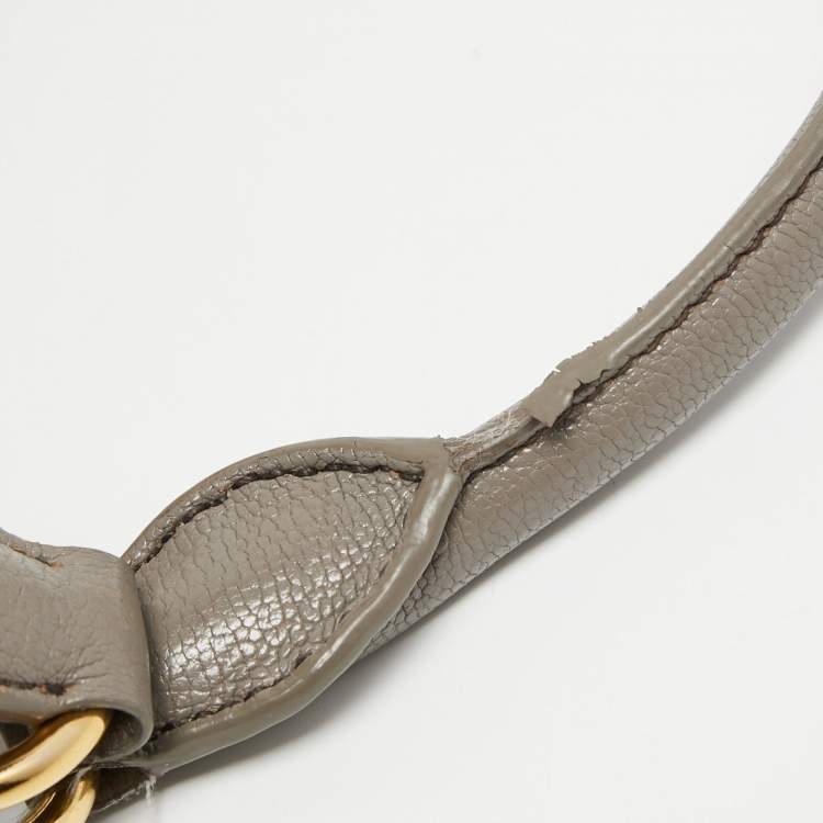 Pre Owned Miu Miu Grey Leather Turnlock Frame Satchel